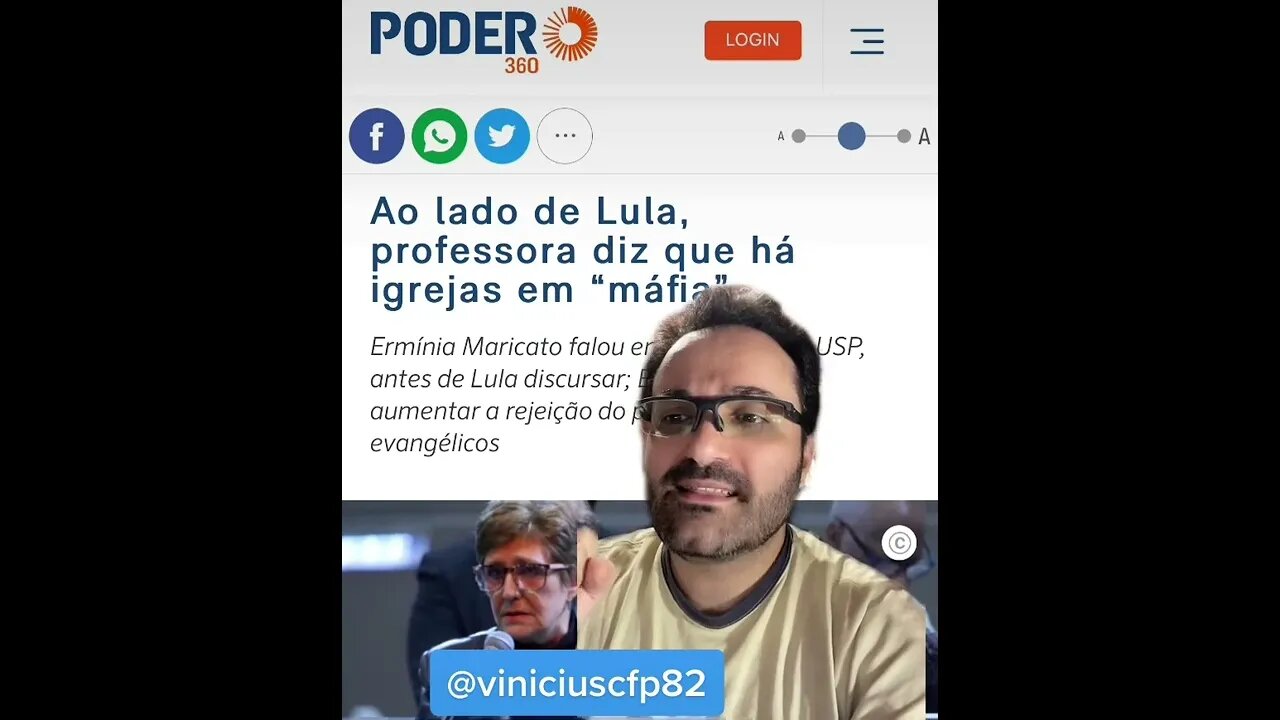 Ao lado de Lula, professora detona as igrejas e as acusa de estarem envolvidas com a máfia