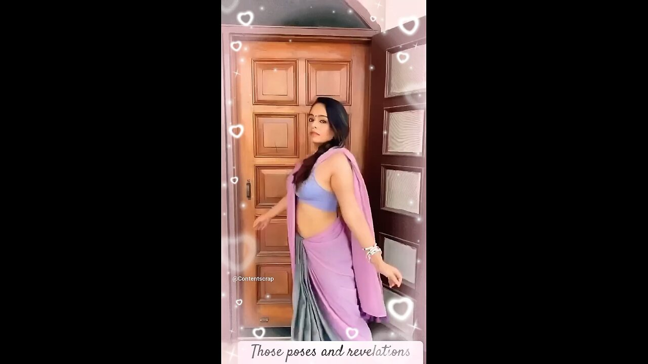 Lady poses in different ways with saree sexy