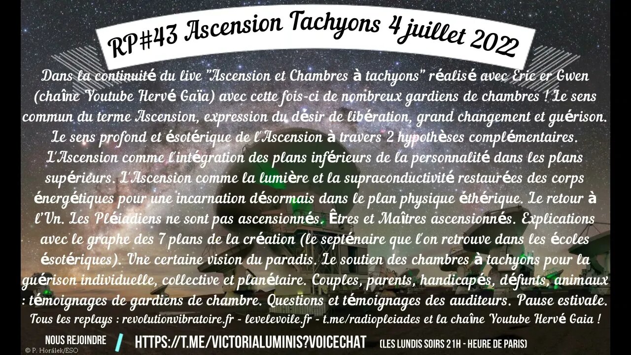 Radio Pléiades #43 - Ascension et chambres à tachyons