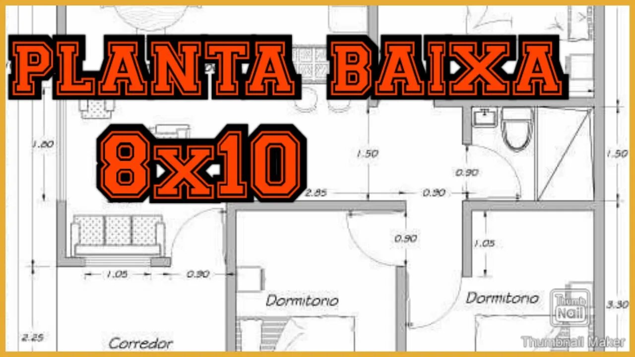 planta baixa 8,65x10,65 com varanda na frente e atrás