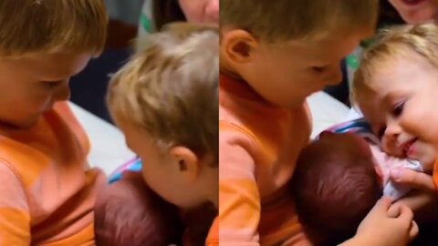 these two children welcomed their third sister who was very adorable.