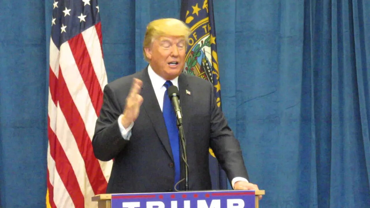 Trump meets the press before his speech in derry NH