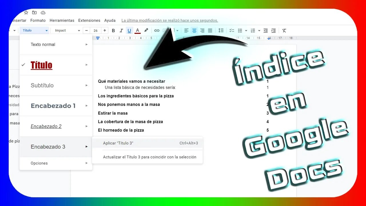 Como crear índice en Google Docs