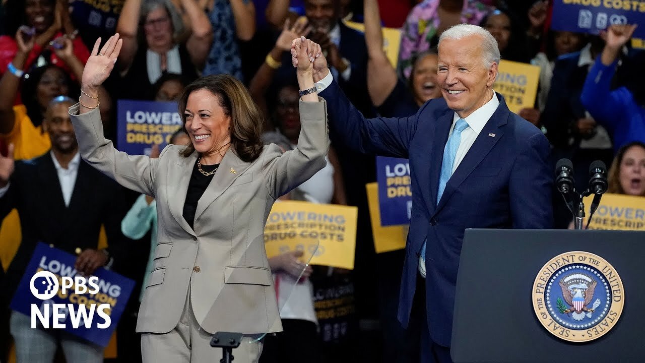 WATCH: Biden receives ovation in first joint appearance with Harris after leaving presidential race