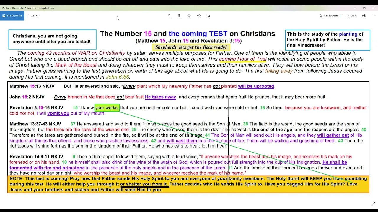 The number 15 and the coming TEST