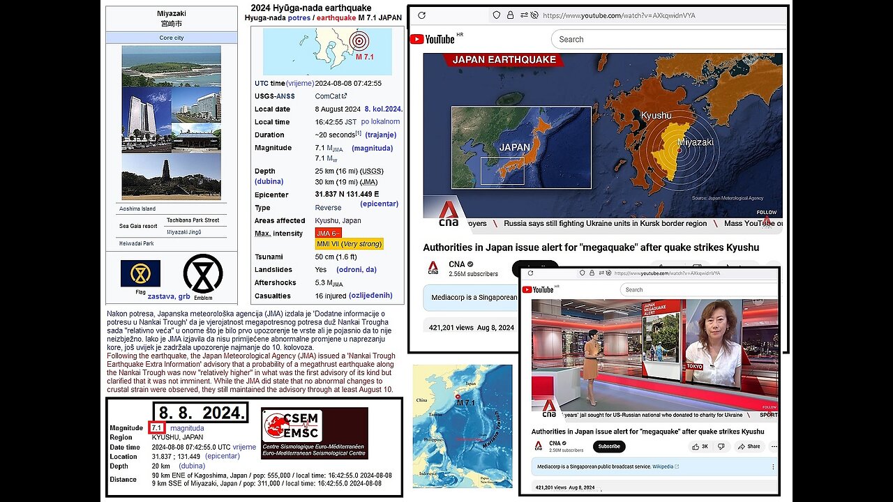 Potres Japan ispunilo se - Japan earthquake fulfilled - M 7.1 - 8.8.2024.