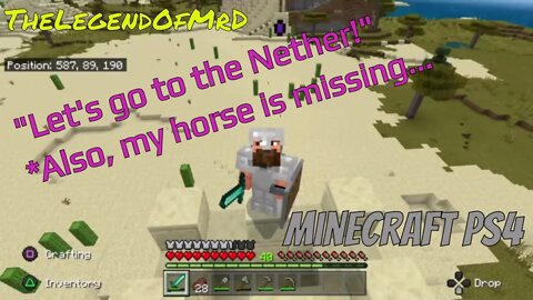 Minecraft [PS4] - Let's go to the Nether! Also my horse is missing...