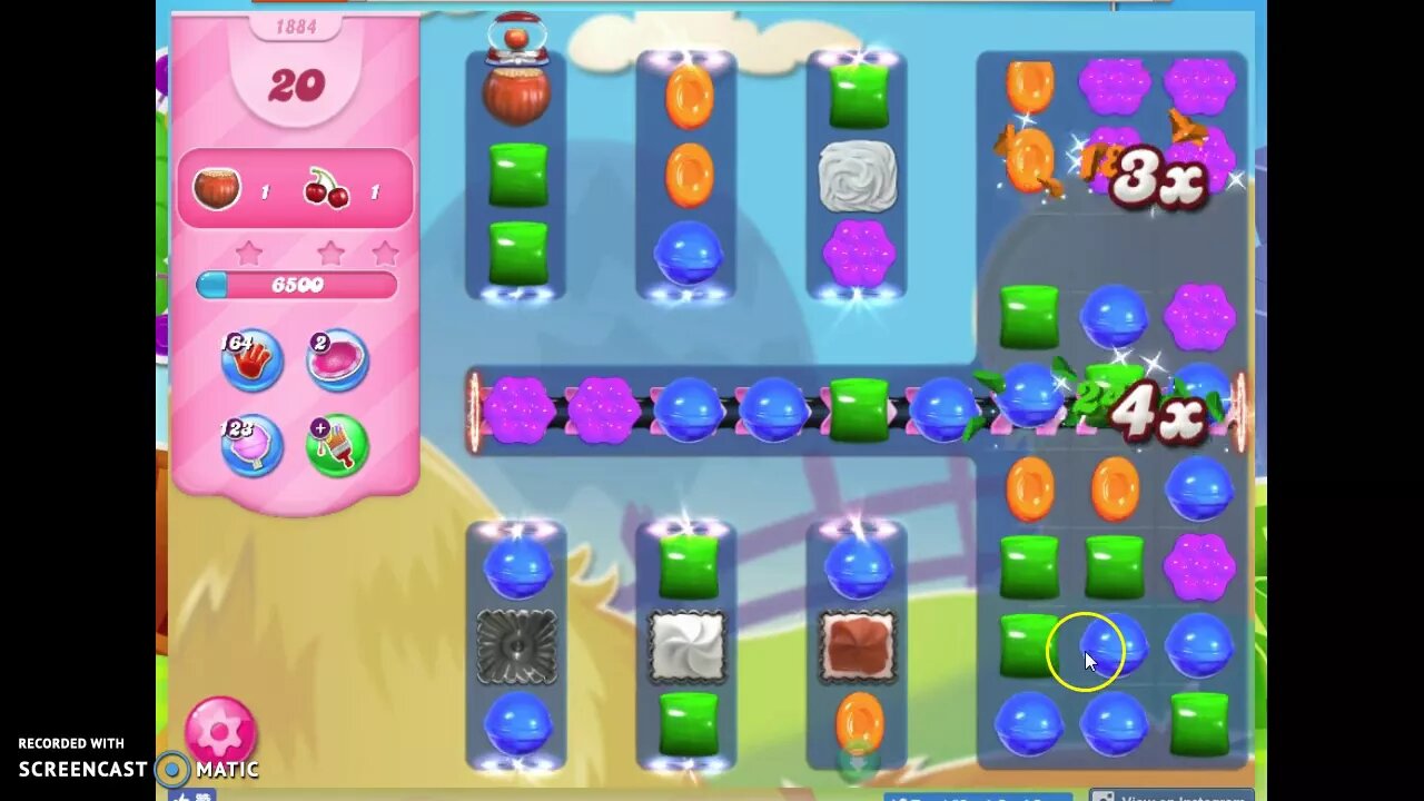 Candy Crush Level 1884 Audio Talkthrough, 2 Stars 0 Boosters