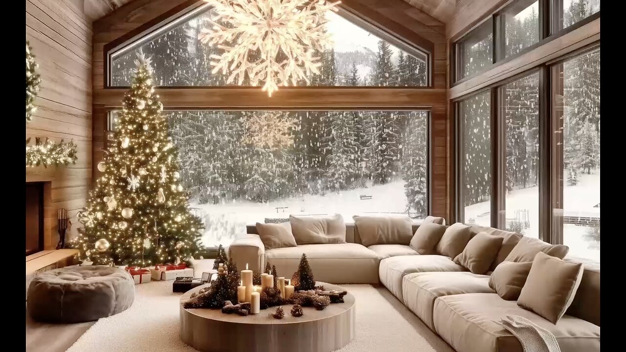 🎄🎁🎅🏻🎼Merry Christmas 2025 Snowy Winter Day in Cozy Cabin Ambience