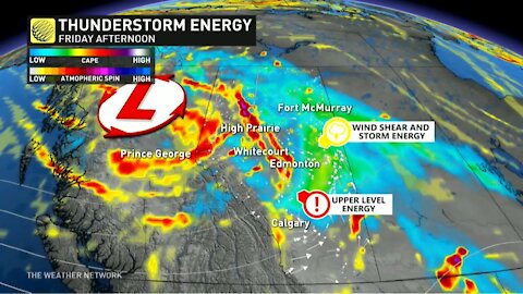Tracking potential rotation pockets and severe storms for Alberta