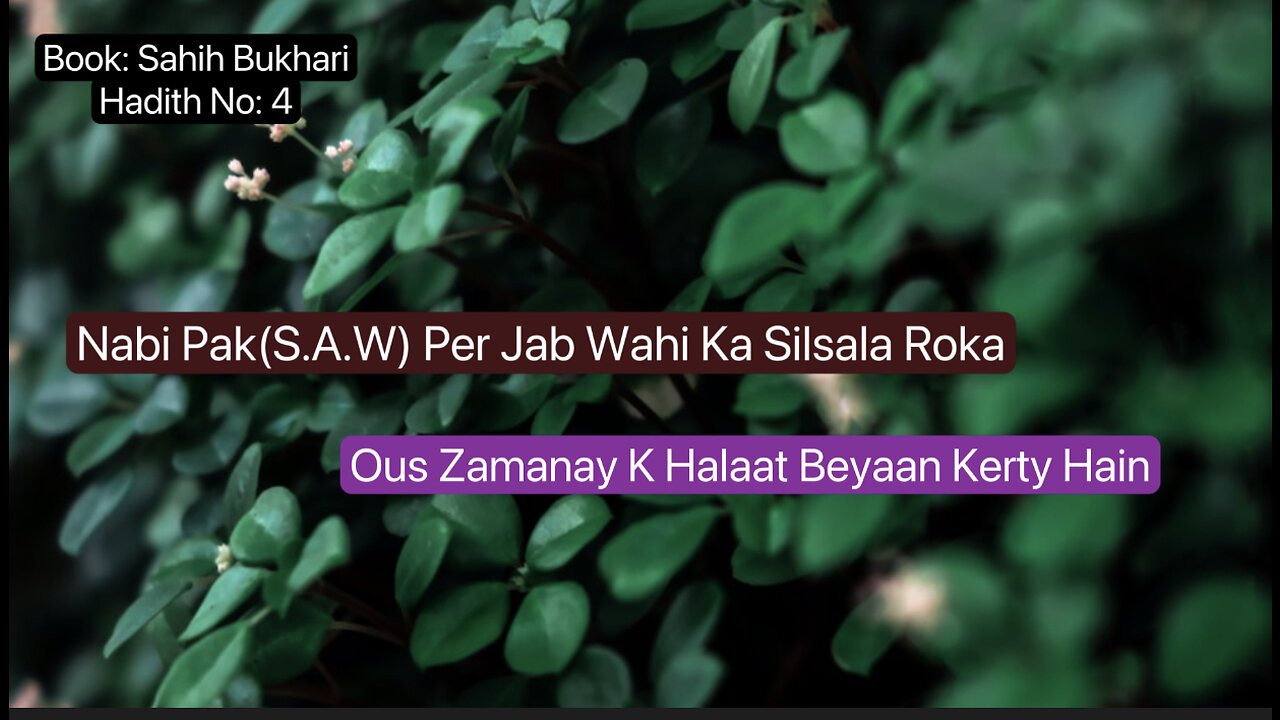 ❤️Nabi Pak(S.A.W) Per Jab Wahi Ka Silsala Roka,Ous Zamanay K Halaat Beyaan Kerty Hain,Hadees No 4❤️