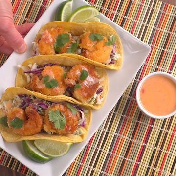Sweet chili shrimp tacos