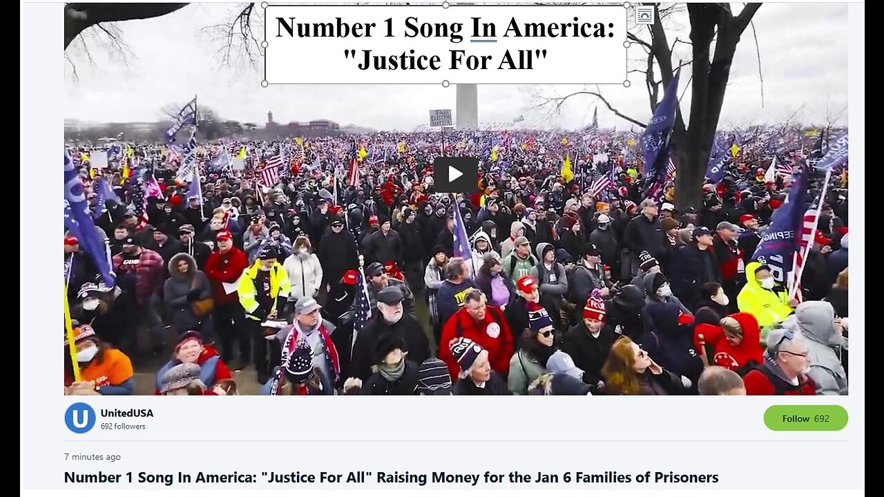 Number 1 Song In America: "Justice For All" Raising Money for the Jan 6 Families of Prisoners