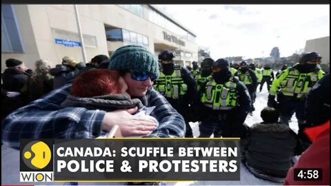 Watch: Protesters in Canada clash with police amid ongoing truckers protest