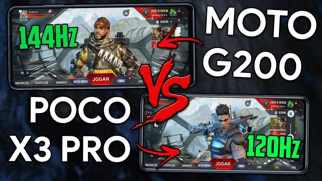 MOTO G200 VS POCO X3 PRO TESTE DE PERFORMANCE EM VÁRIOS JOGOS | Egg NS, Apex Legends, Free Fire...