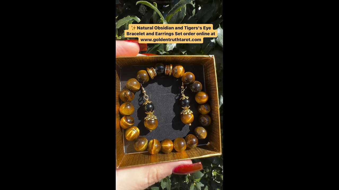 Natural Obsidian and Tigers's Eye Bracelet and Earrings Set