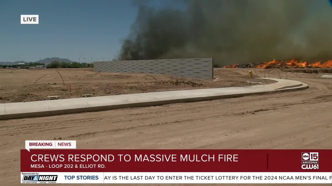 Crews battling massive mulch fire in Mesa