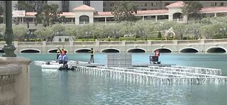 SNEAK PEEK: Crews assemble NFL Draft red carpet stage at Bellagio Fountain in Las Vegas