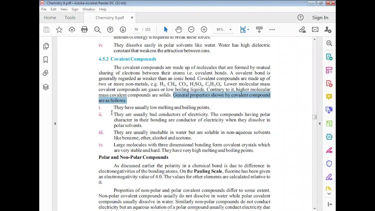 Class 9th Chemistry Covalent Compounds