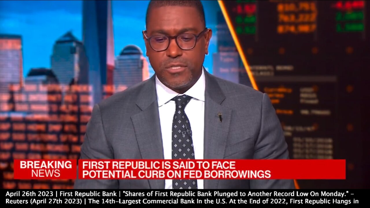 First Republic Bank | "First Republic Bank Which Drops About 50% Yesterday, Dropped About 20% Today." - Bloomberg (April 26th 2023) | First Republic was the 14th-largest commercial bank in the U.S. at the end of 2022, according to the Fed,