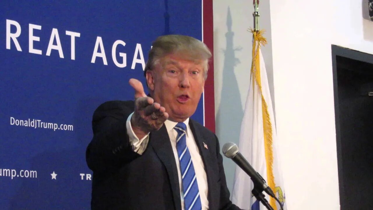 Donald Trump takes questions before his event at the DCU Center Worester