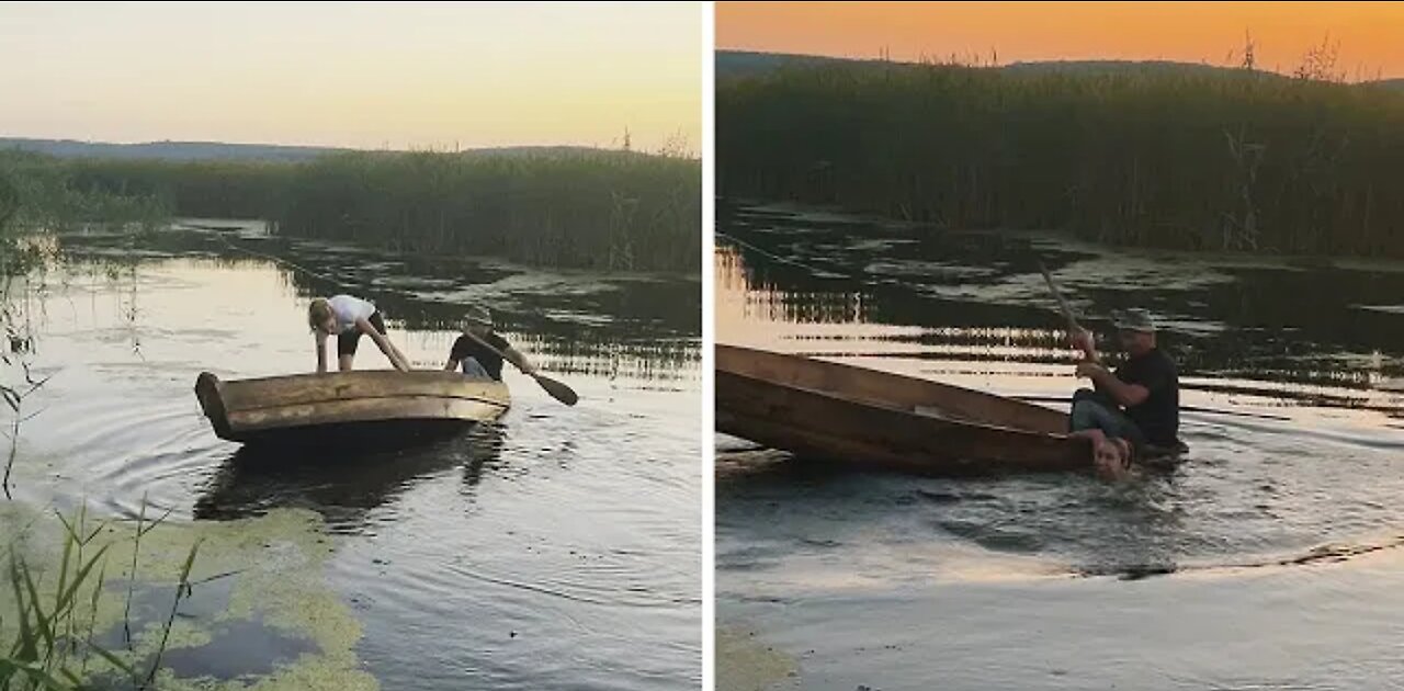 Hysterical Moment As Girl's Standing Stunt On Boat Ends In Plunge #shorts