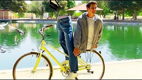 Man cut in half on a bike