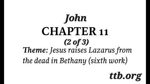 John Chapter 11 (Bible Study) (2 of 3)