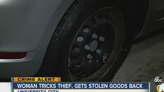 Woman tracks thief, gets stolen goods back