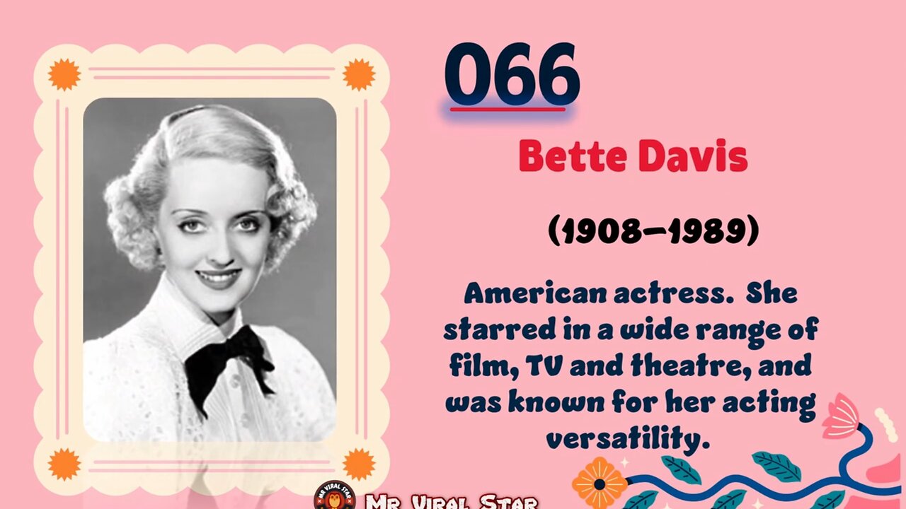 Bette Davis(1908–1989)| TOP 150 Women That CHANGED THE WORLD | Short Biography