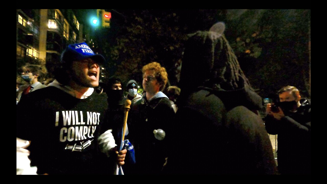 America First and Counter-Protesters Argue One-on-One at Gracie Mansion NYC Vaccine Mandate Protest