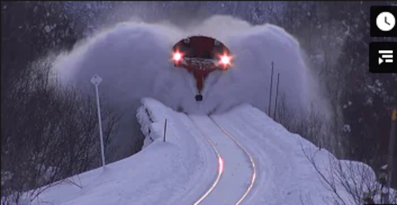 Awesome powerful snow plow train removal