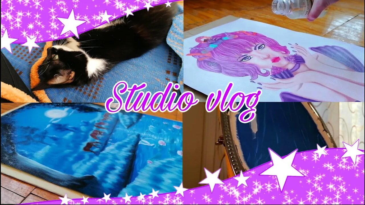 ✨Studio vlog✨I varnishing paintings, painting on metal frame