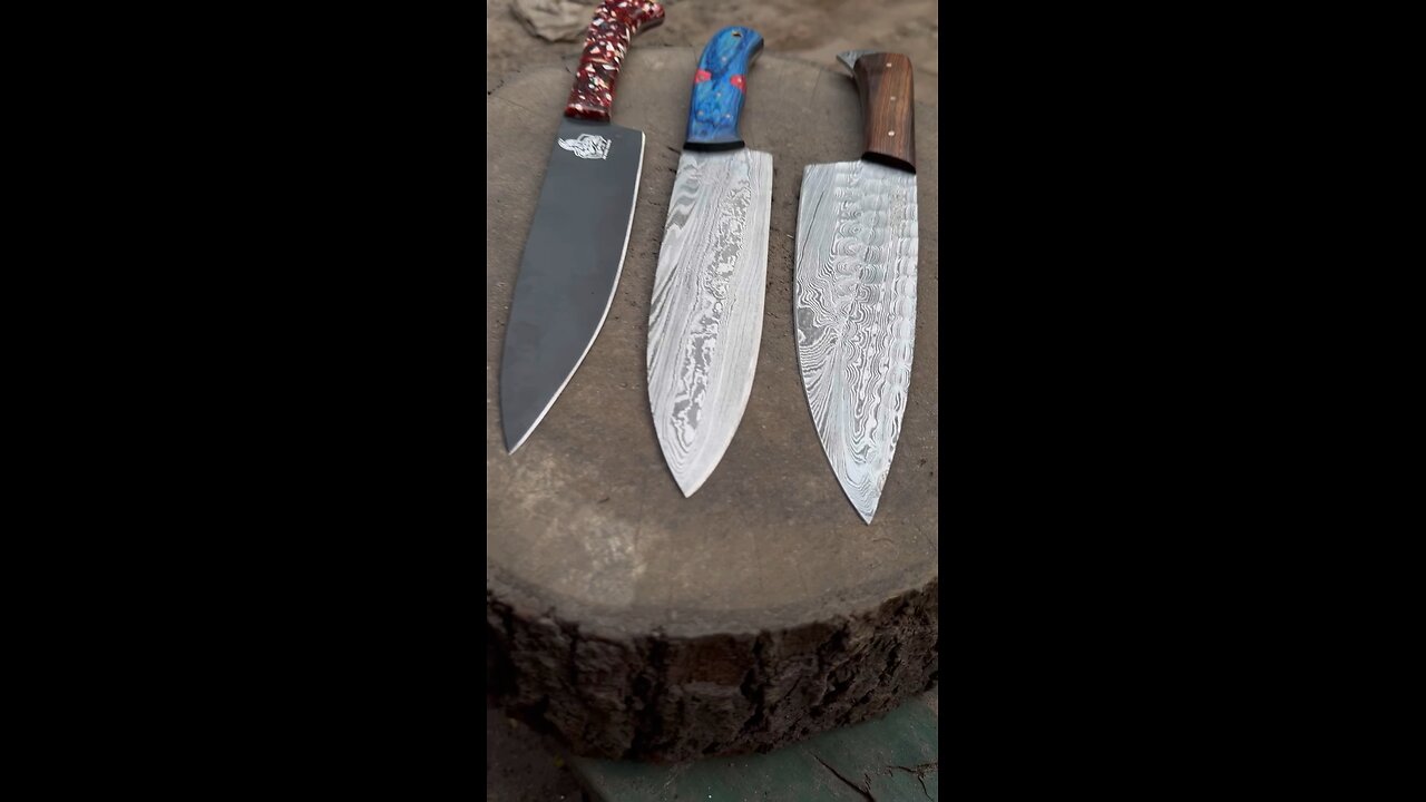 Title: “Showcasing 3 Exquisite Handmade Damascus Knives | Pattern Welded Collection”