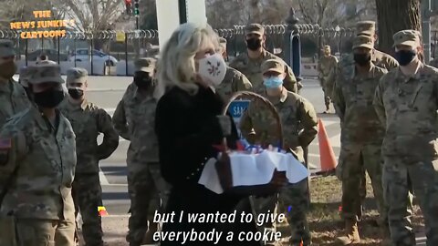 Doctor Jill Delivers Cookies to National Guard Troops.