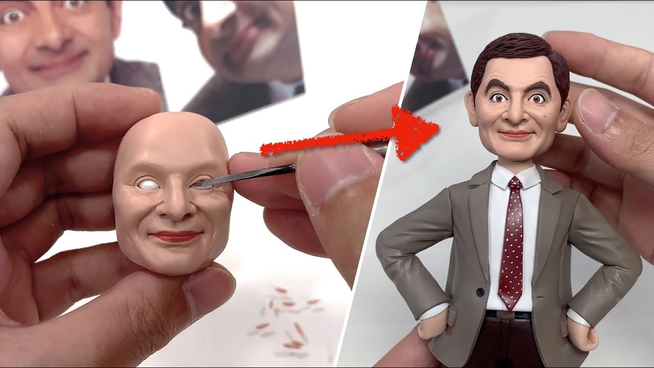 Clay sculpture - Mr bean the full figure sculpturing process - Hand made clay art