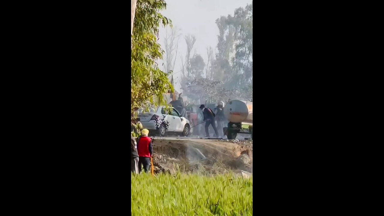 Indian government. destroying farmers tractors and cars .