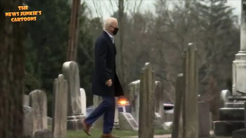 Just Biden walking to the church through the cemetery on Saturday.