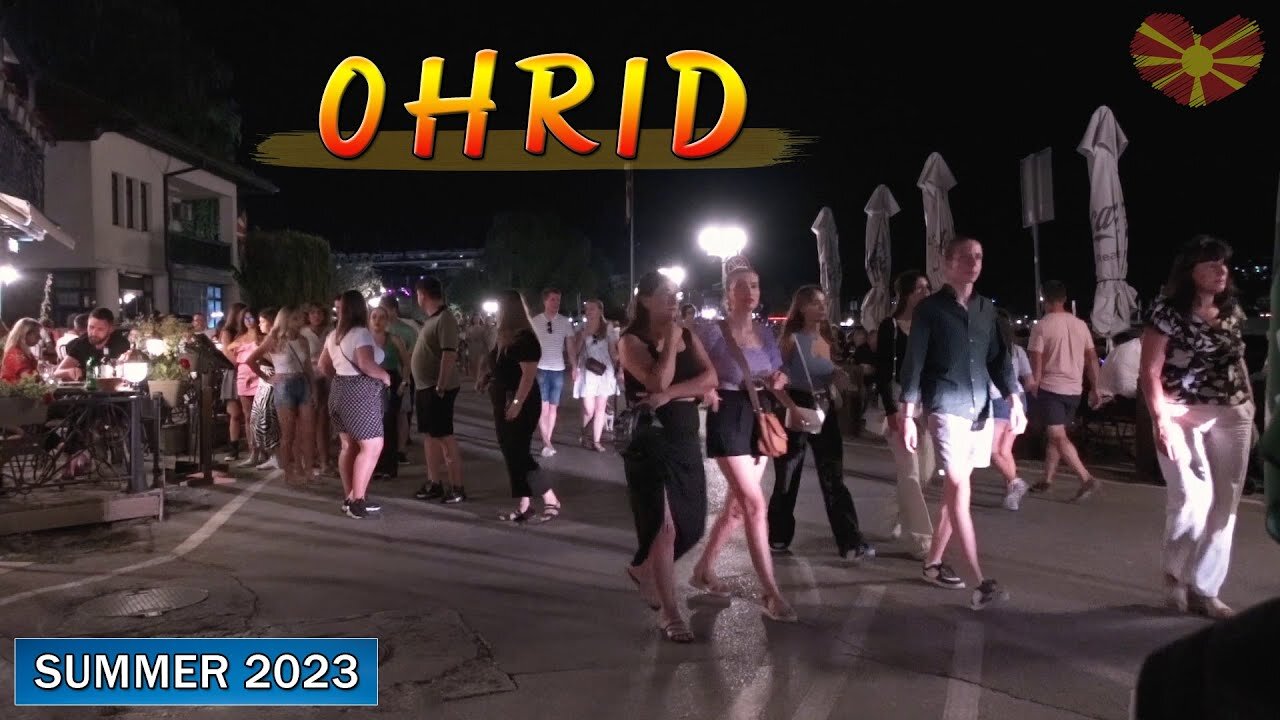 OHRID summer night life walking street view, Macedonia (2023) * Sony ZV-1 *