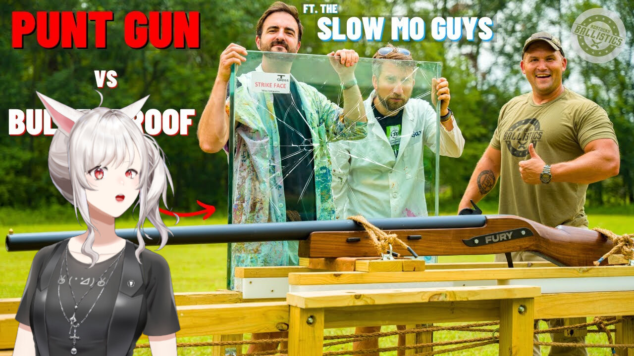 Punt Gun vs Bulletproof Glass || Kentucky Ballistics ft. Slo-Mo Guys react