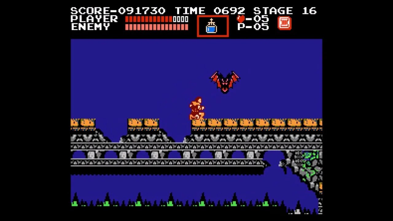 Castlevania NES: Stage 6 Phantom Bat HP Check!