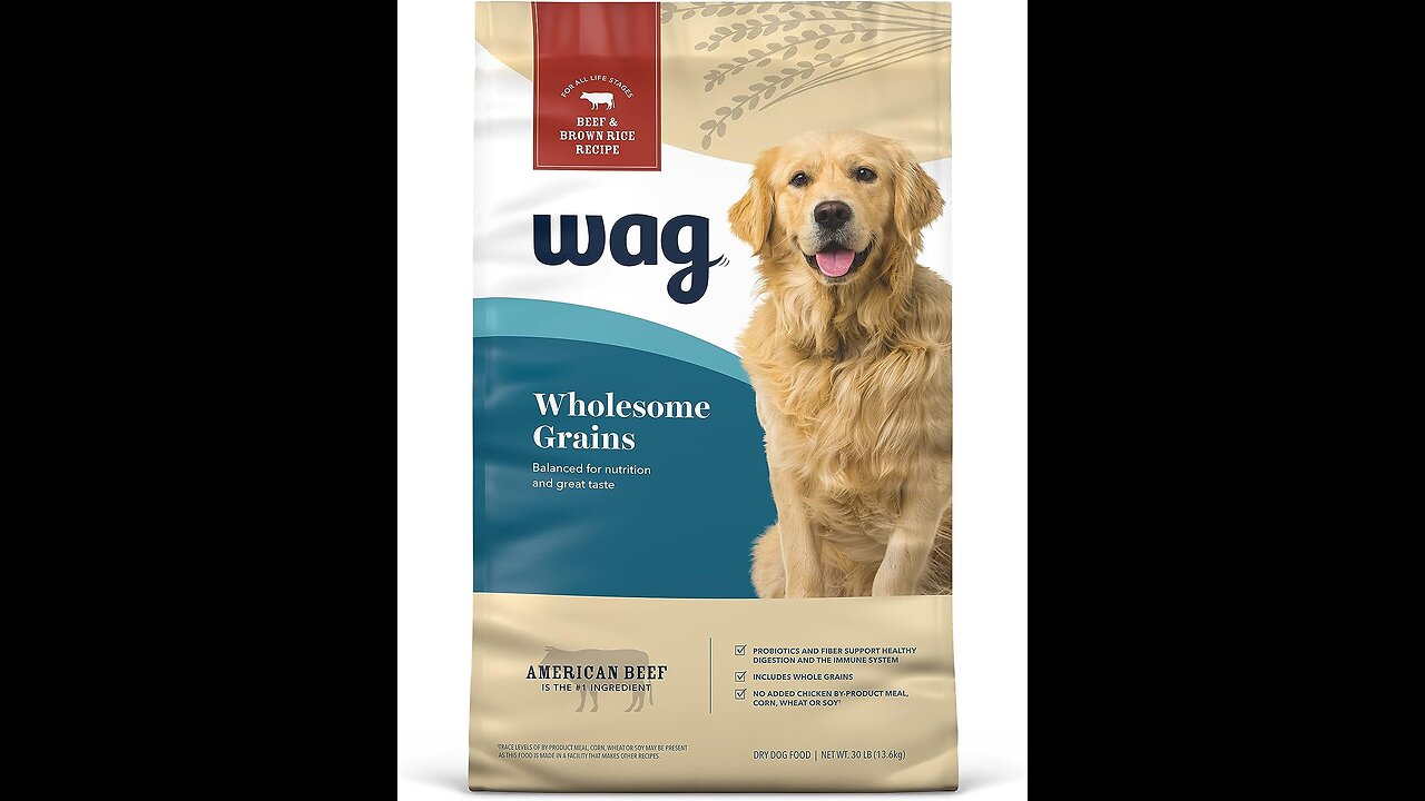 Dog Food, Beef and Brown Rice 30 lb Bag