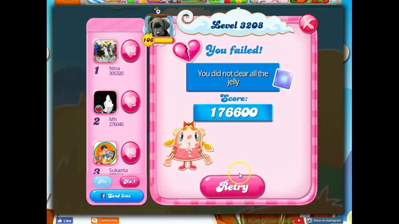 Candy Crush Level 3208 Talkthrough, 30 Moves 0 Boosters