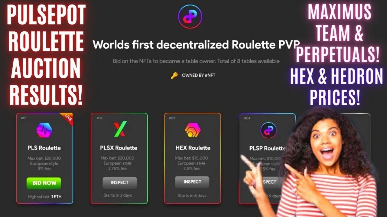 PulsePot Roulette Auction Results! Maximus Team & Perpetuals! Hex & Hedron Prices!