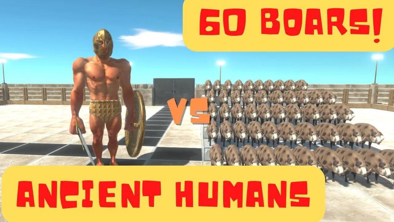 60 Boars vs Ancient Humans Units - Animal Revolt Battle Simulator