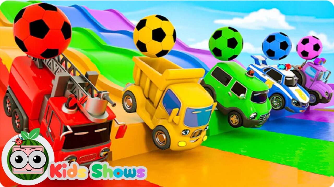 Five Little Duck song - Colored Soccer Ball - Colorful Truck & car - Baby Nursery Rhymes & Kids Song