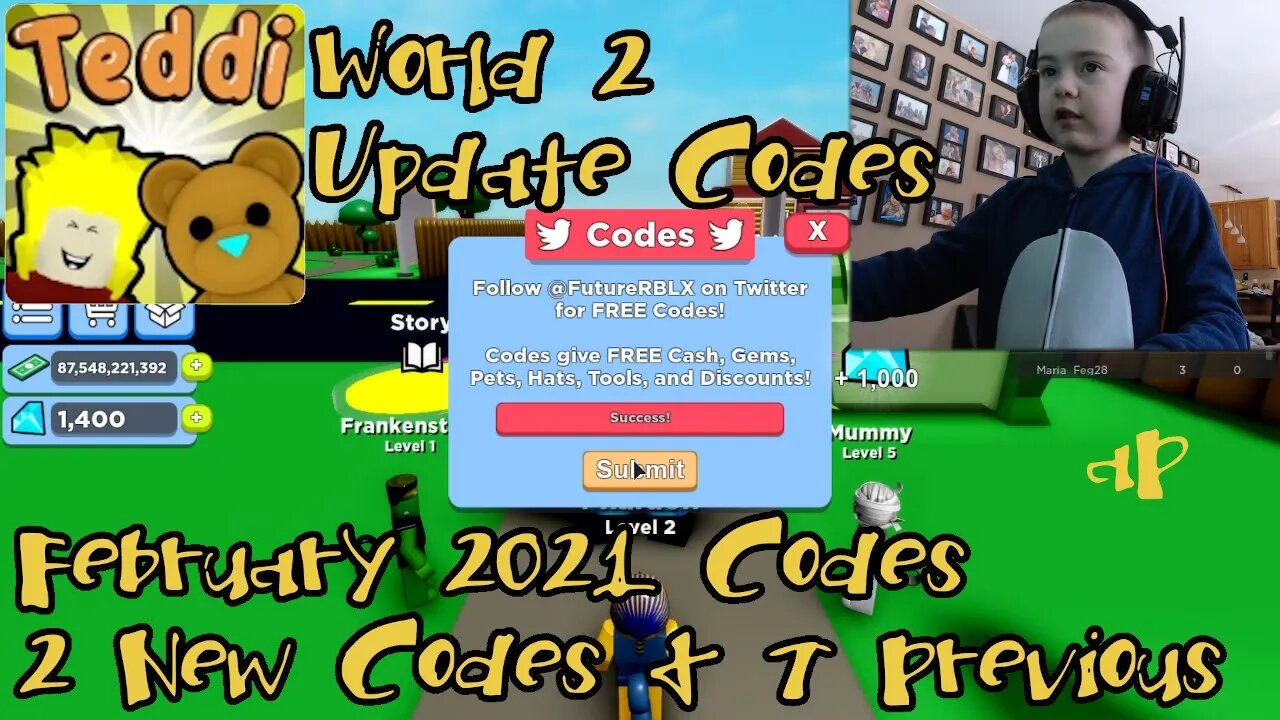 AndersonPlays Roblox 🧸Teddi - Codes February 2021 - New World 2 Codes and World 1 Codes