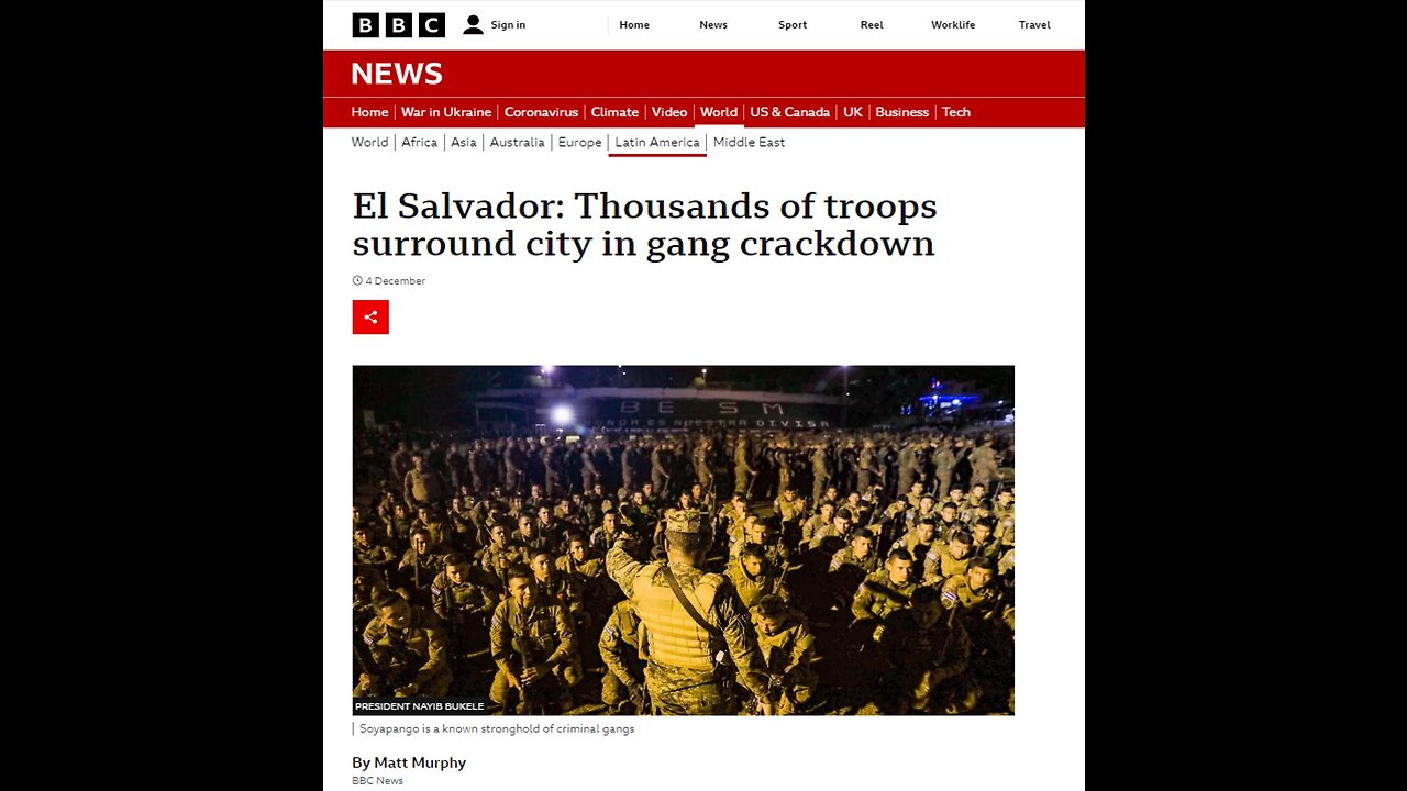 BBC news. El Salvador: 10.000 soldati circondano una citta'!