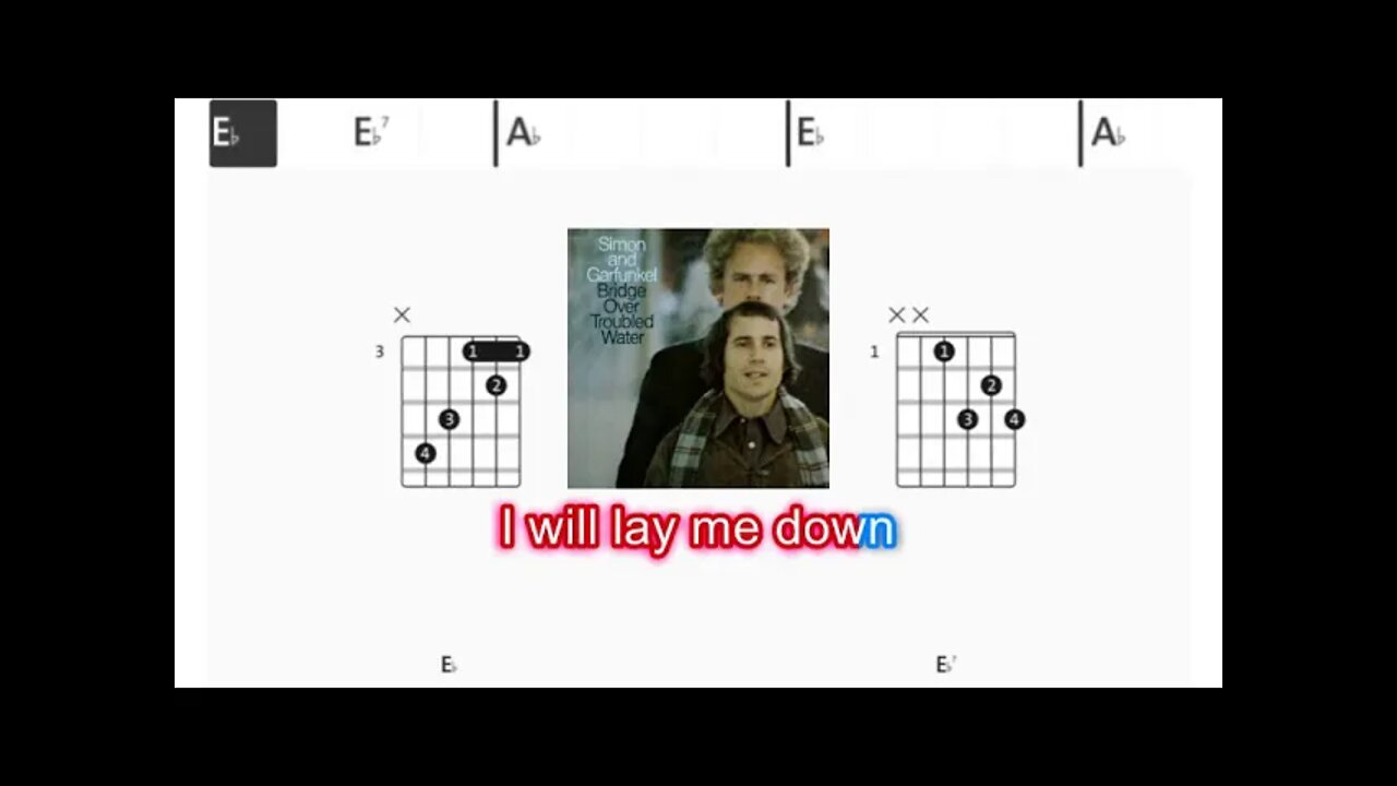 Simon & Garfunkel - Bridge over trouble water - (Chords & Lyrics like a Karaoke)