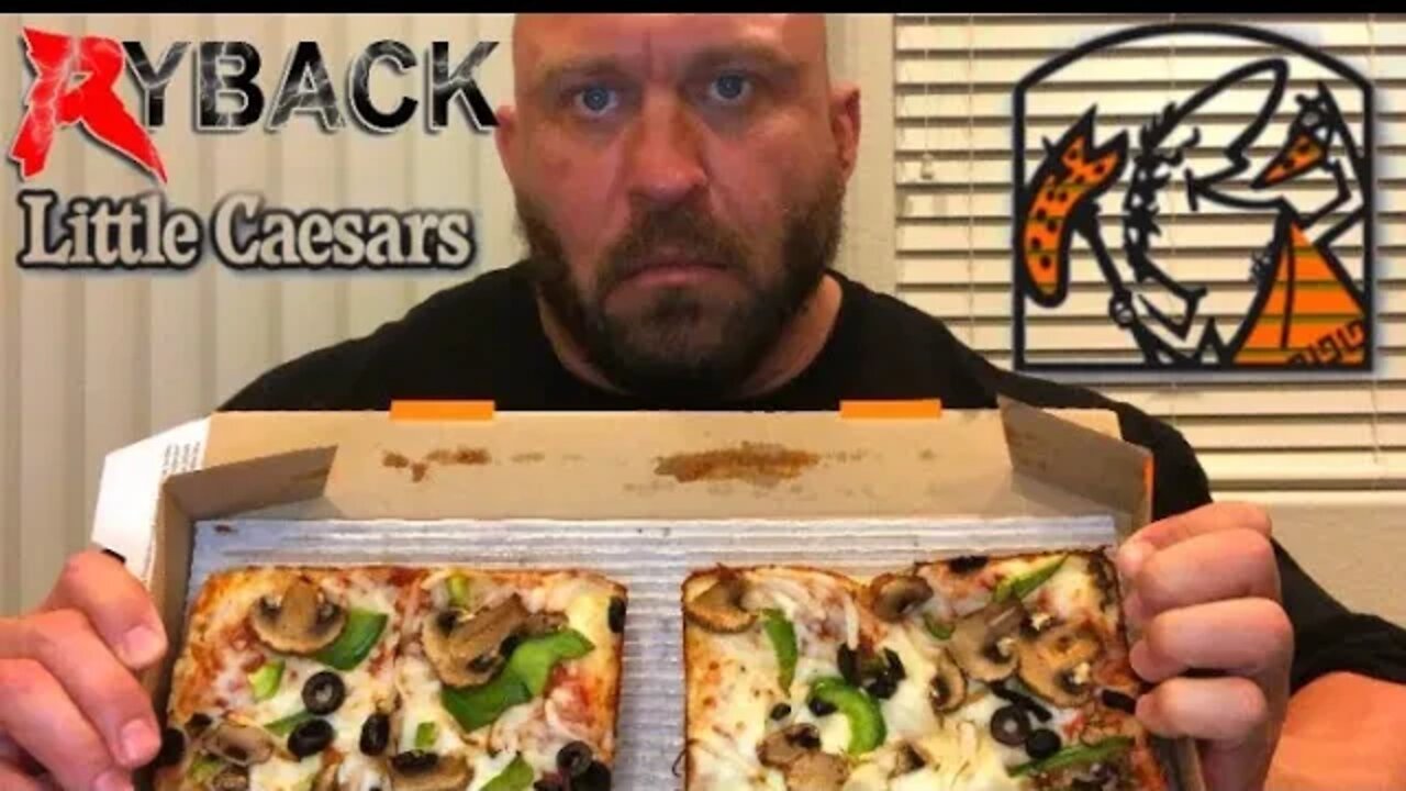 Little Ceasars Deep Dish Detroit Style Pizza Food Mukbang Review - Ryback It's Feeding Time